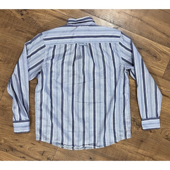 Tommy Bahama Jeans Island Crafted Long Sleeve Button Shirt Means M Striped Blue - Picture 8 of 10